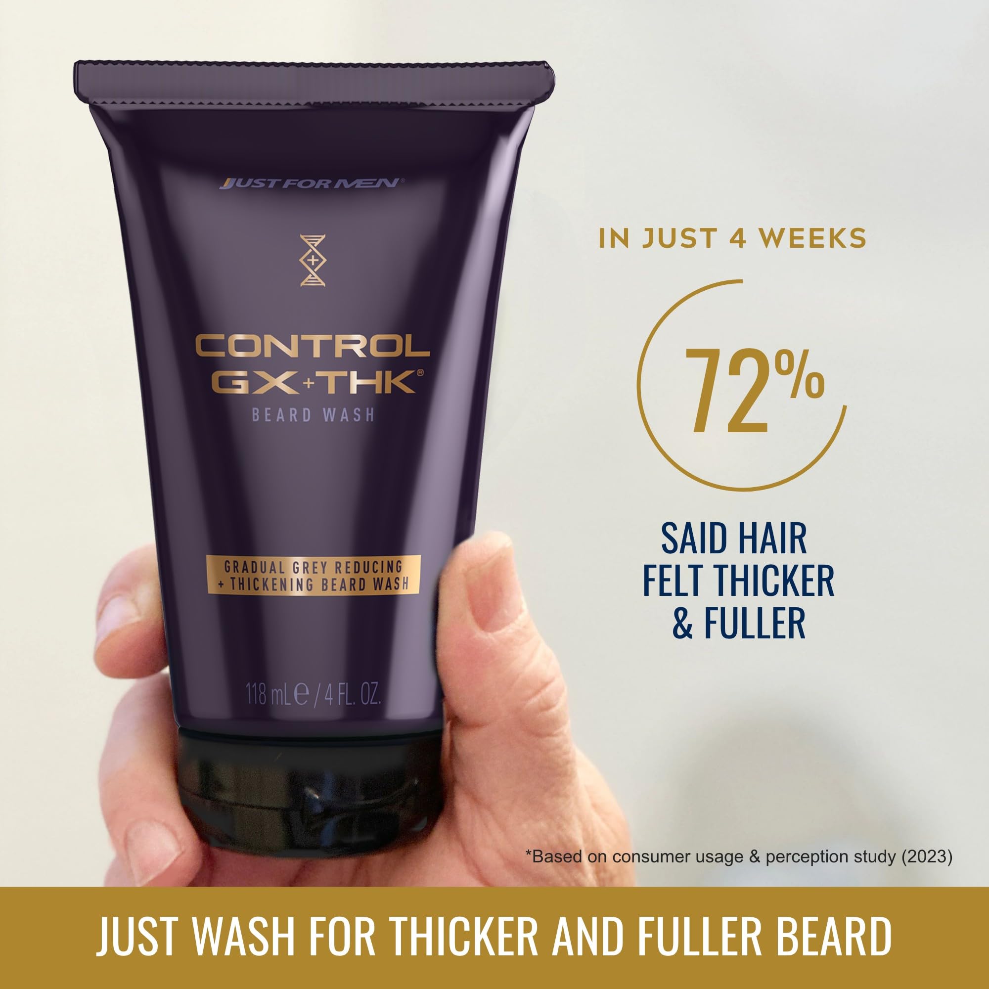Just for Men Control GX + THK lather action demonstrates cleansing and fuller beard.