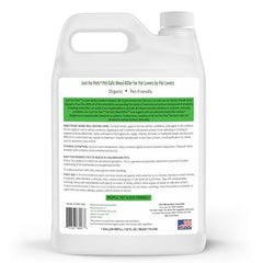Just For Pets Weed Killer Spray label closeup shows natural ingredients and no glyphosate.