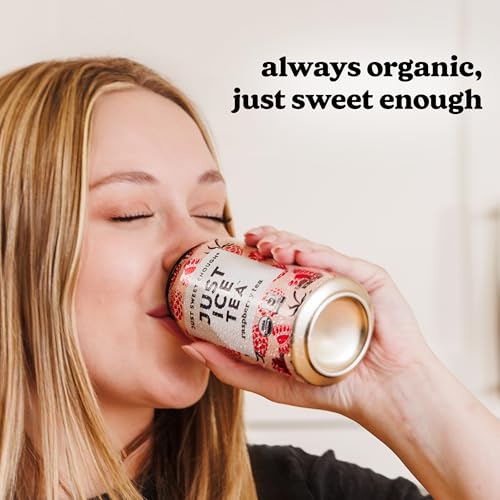 Just Ice Tea lemon-flavored black iced tea can in a cooler during outdoor activity