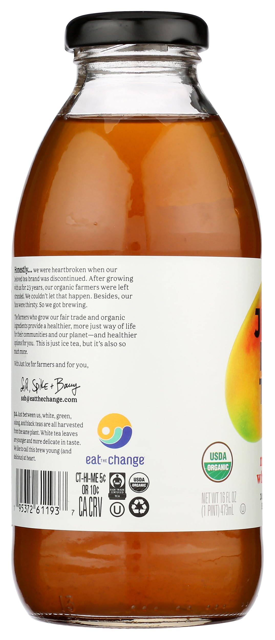 Just Ice Tea mango white tea served in a chilled glass suggests a refreshing afternoon ritual.