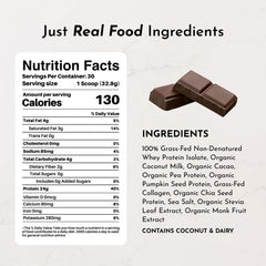 JUST INGREDIENTS Chocolate Protein Powder scoop enables quick, smooth mixing for shakes.