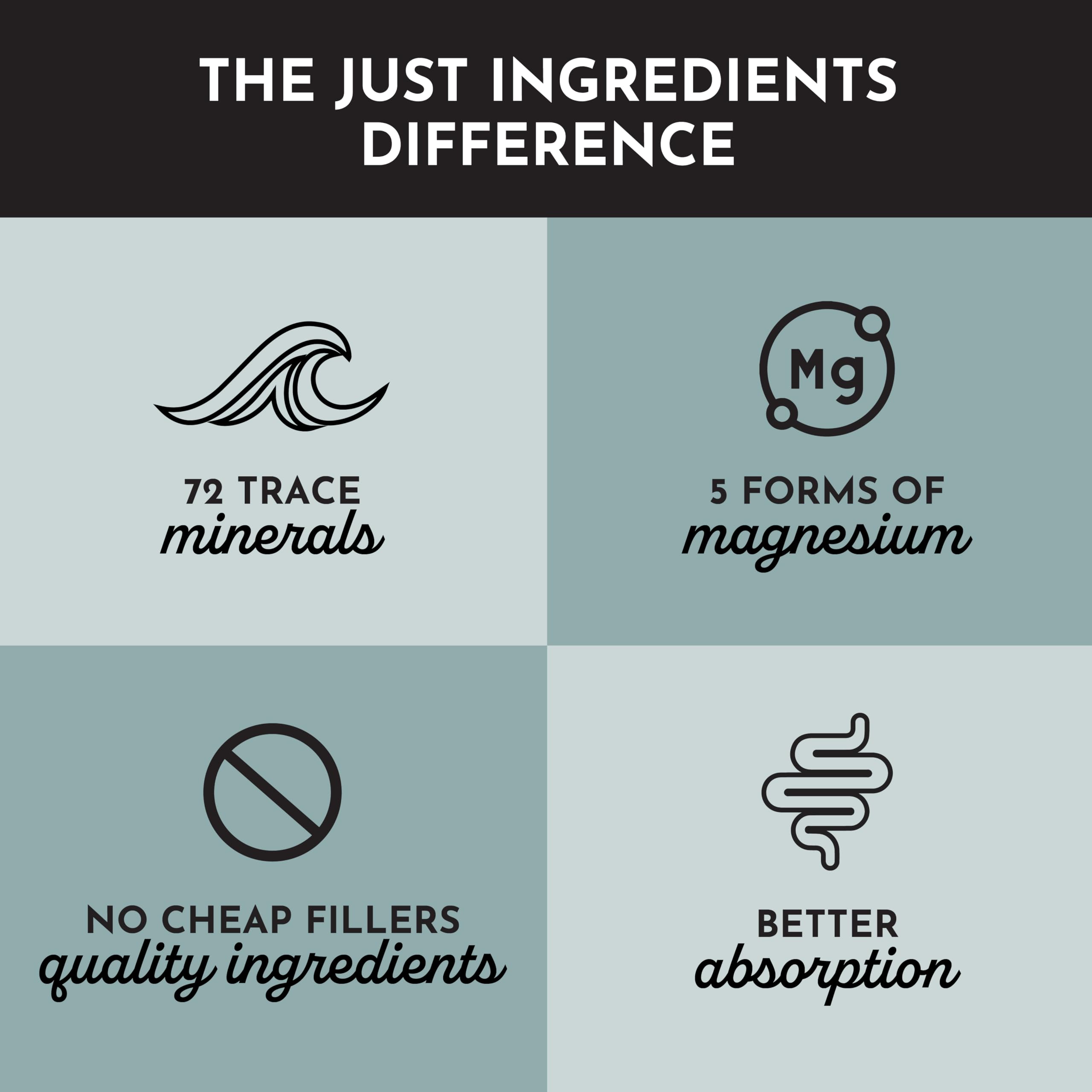 Just Ingredients clean-label seals highlighting vegan, gluten-free and third-party tested