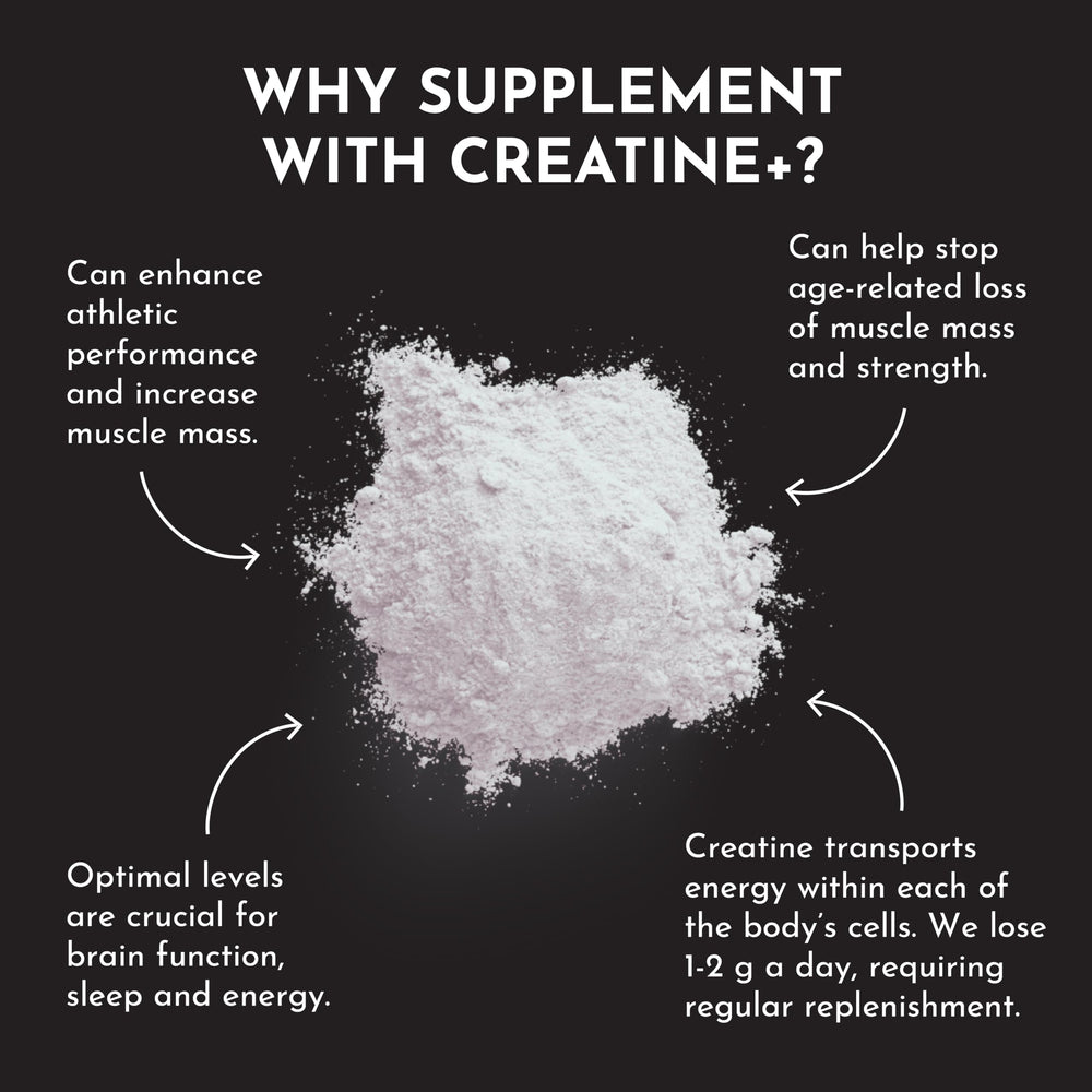 JUST INGREDIENTS Creatine Monohydrate powder in glass highlights convenient daily use during training