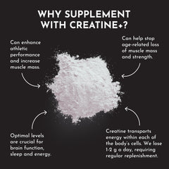 JUST INGREDIENTS Creatine Monohydrate powder in glass highlights convenient daily use during training