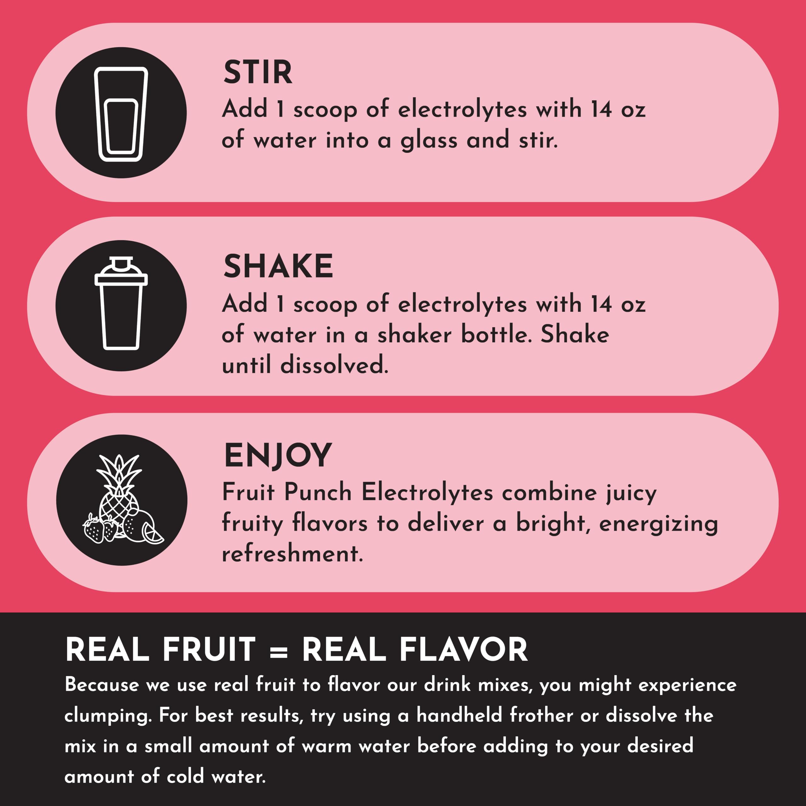 JUST INGREDIENTS Fruit Punch Electrolytes coconut water sea salt highlights electrolyte balance