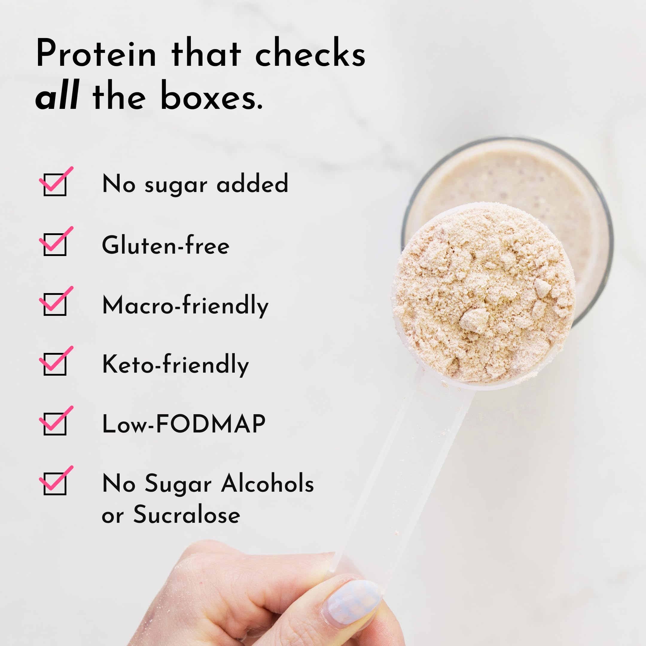 JUST INGREDIENTS grass-fed whey and plant protein blend supports versatile smoothie recipes.