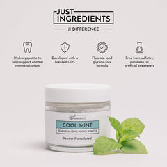 JUST INGREDIENTS ingredients calcium-bentonite closeup highlights real-food minerals for enamel support
