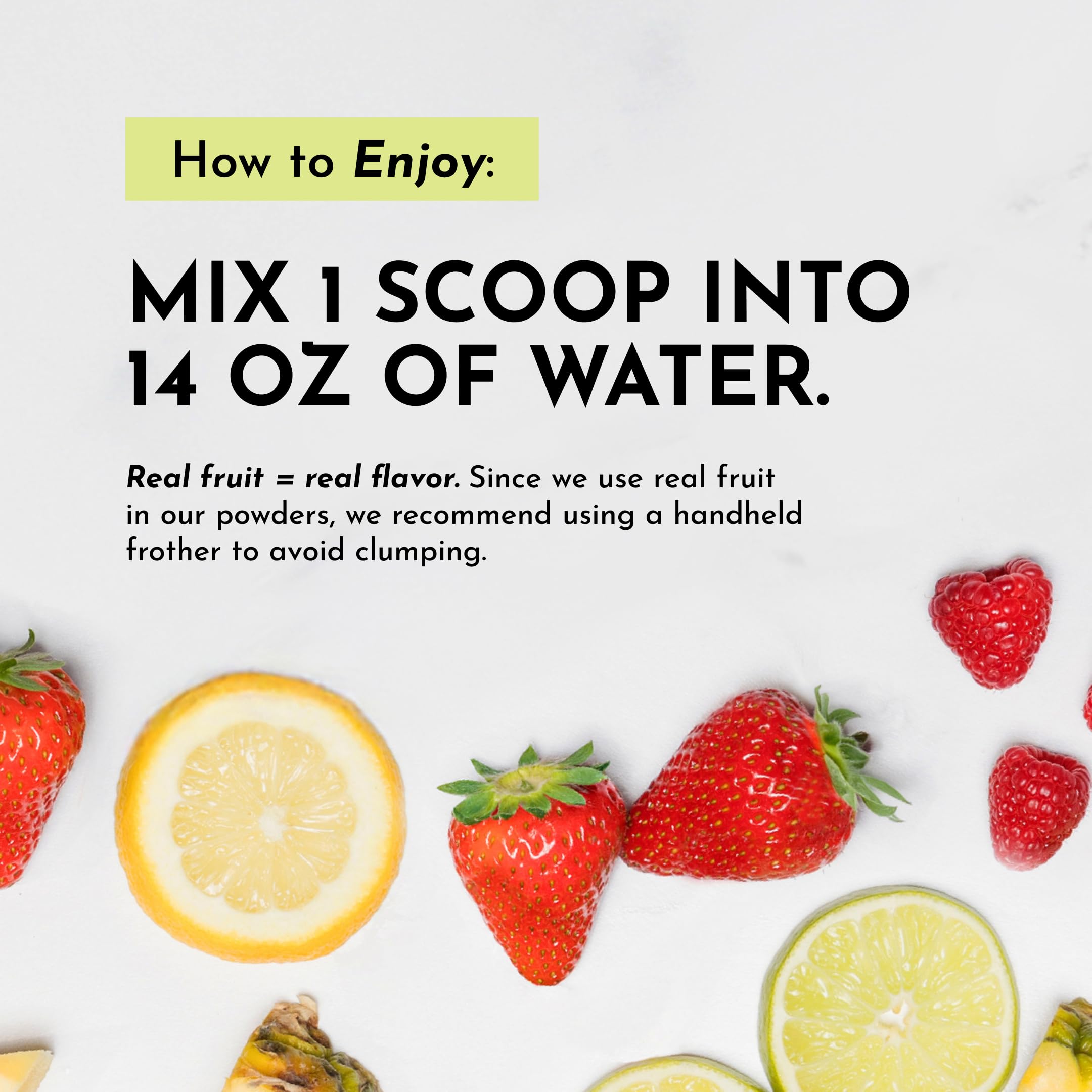 Just Ingredients Lemon Lime Electrolytes mixed-with-water highlights crisp citrus taste when blended.