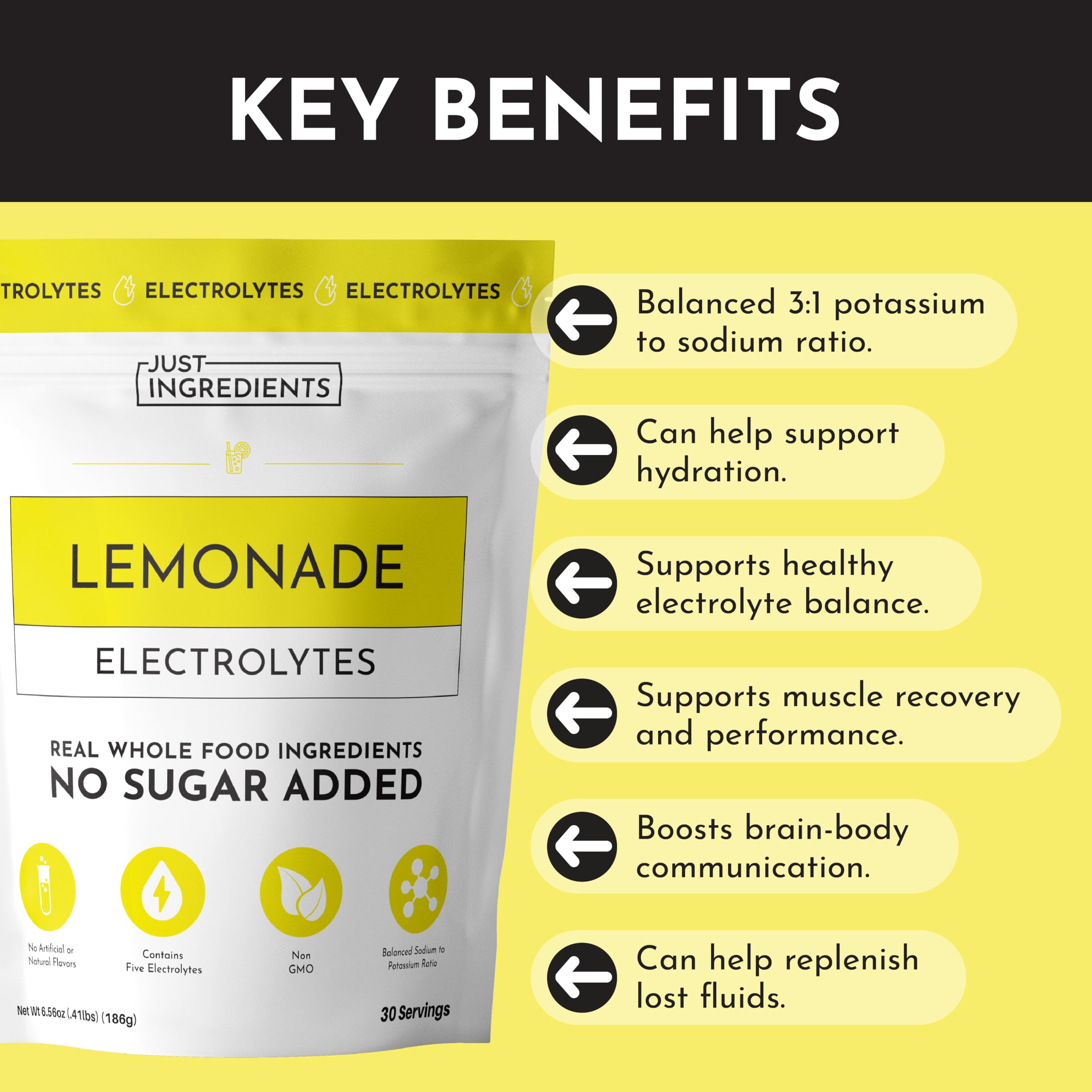 Just Ingredients Lemonade Electrolytes bottle in gym bag for on-the-go hydration.