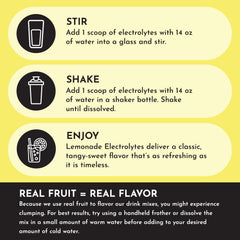 JUST INGREDIENTS Lemonade Electrolytes powder scoop aids quick mix for gym sessions.