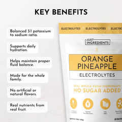 JUST INGREDIENTS Orange Pineapple Electrolytes pour scoop demonstrates simple serving