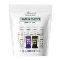 JUST INGREDIENTS protein powder packaging highlights a clean, grass-fed whey blend for daily protein.