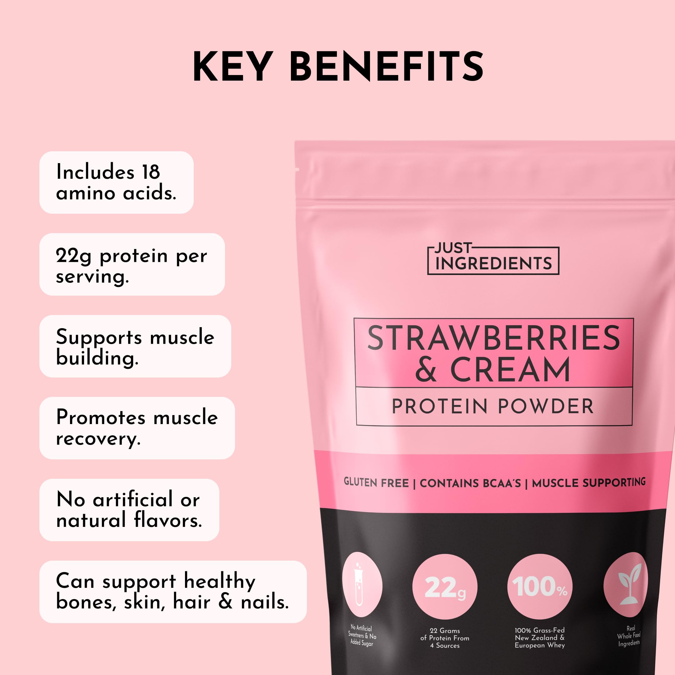 JUST INGREDIENTS measuring scoop ready to mix into smoothies for convenient daytime energy