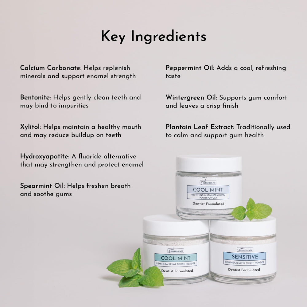 JUST INGREDIENTS toothbrush with powder demonstrates easy daily brushing for clean, fresh breath