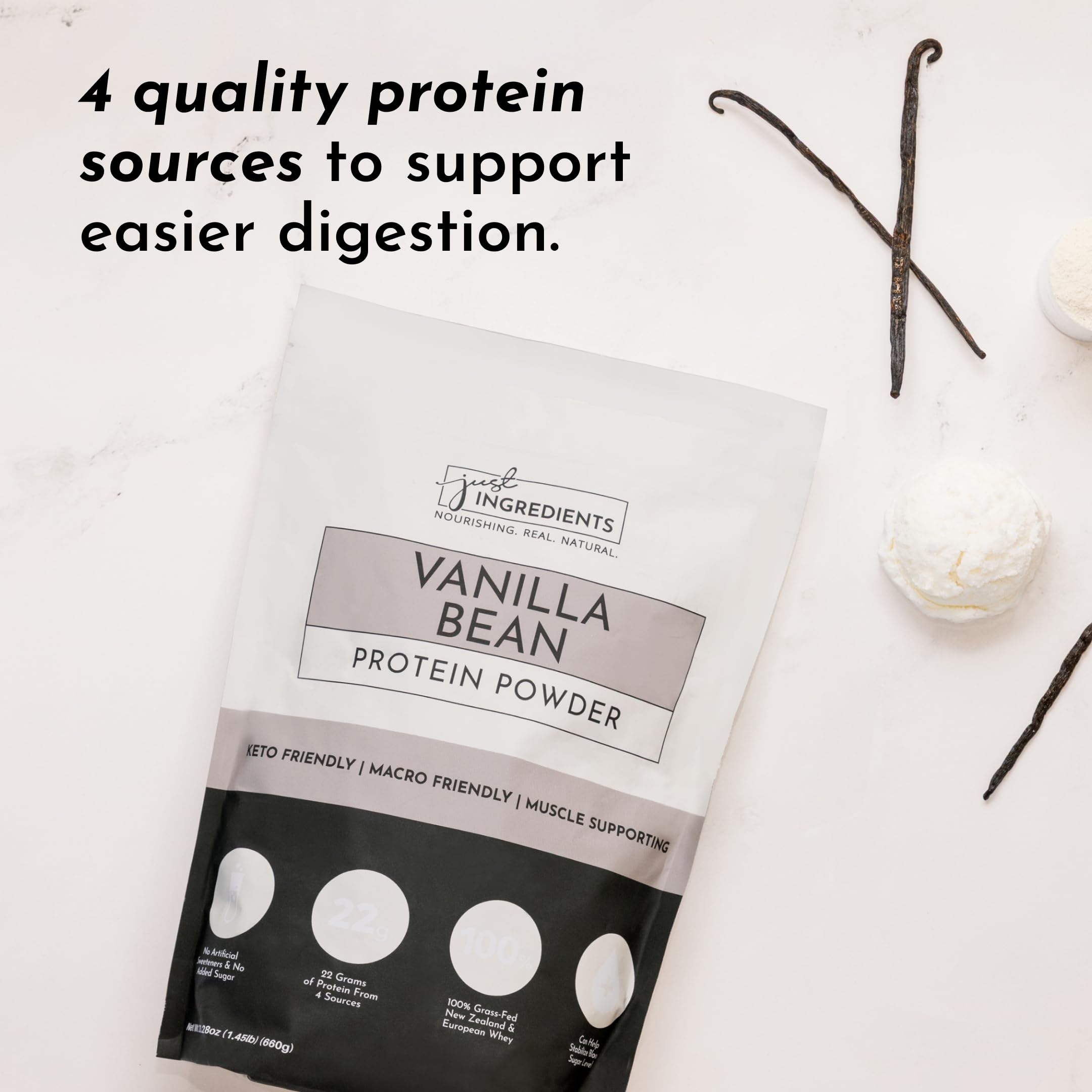 JUST INGREDIENTS baking with vanilla protein for healthy snacks