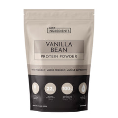JUST INGREDIENTS Vanilla Bean Protein Powder bottle for muscle recovery