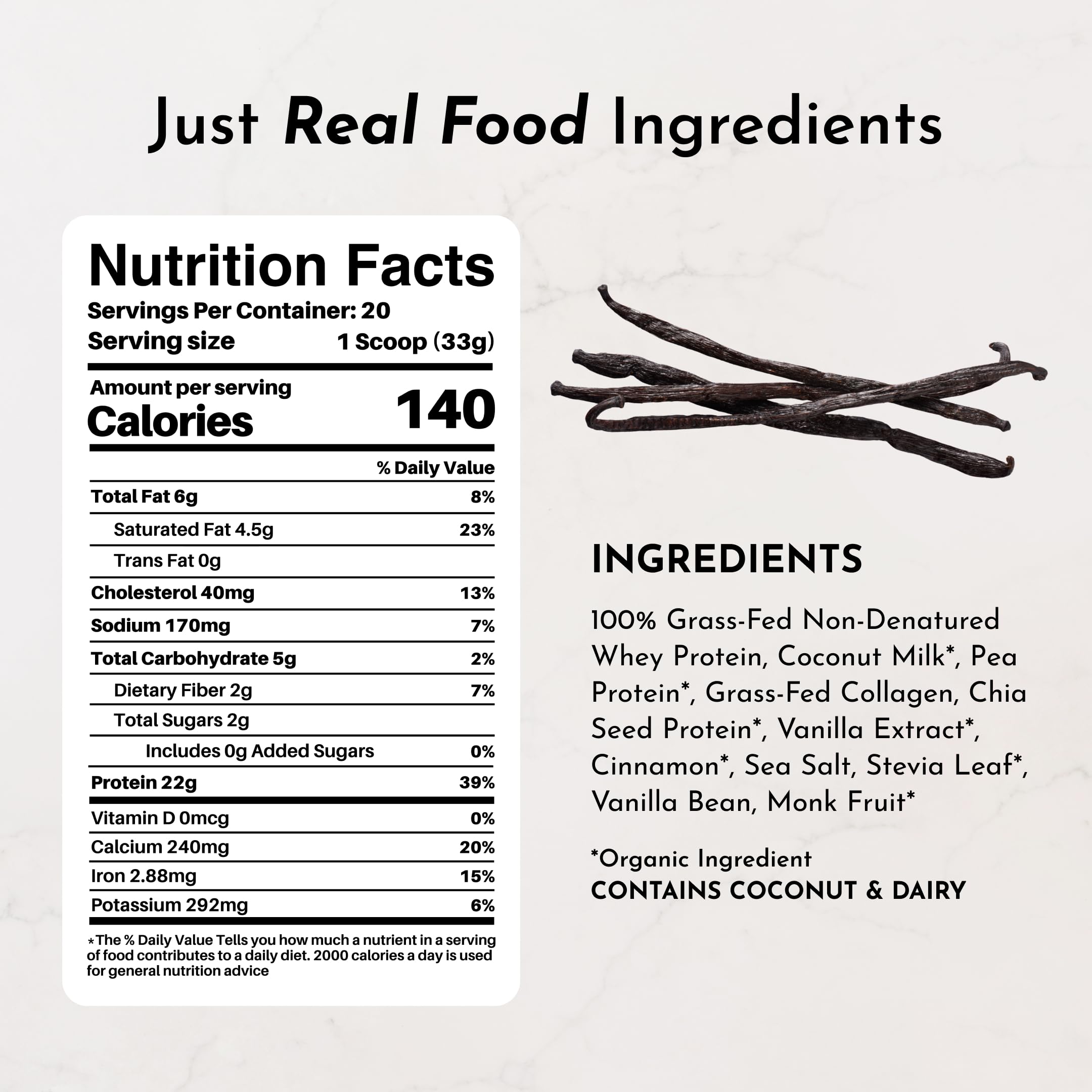 JUST INGREDIENTS protein powder scoop ready for quick shakes