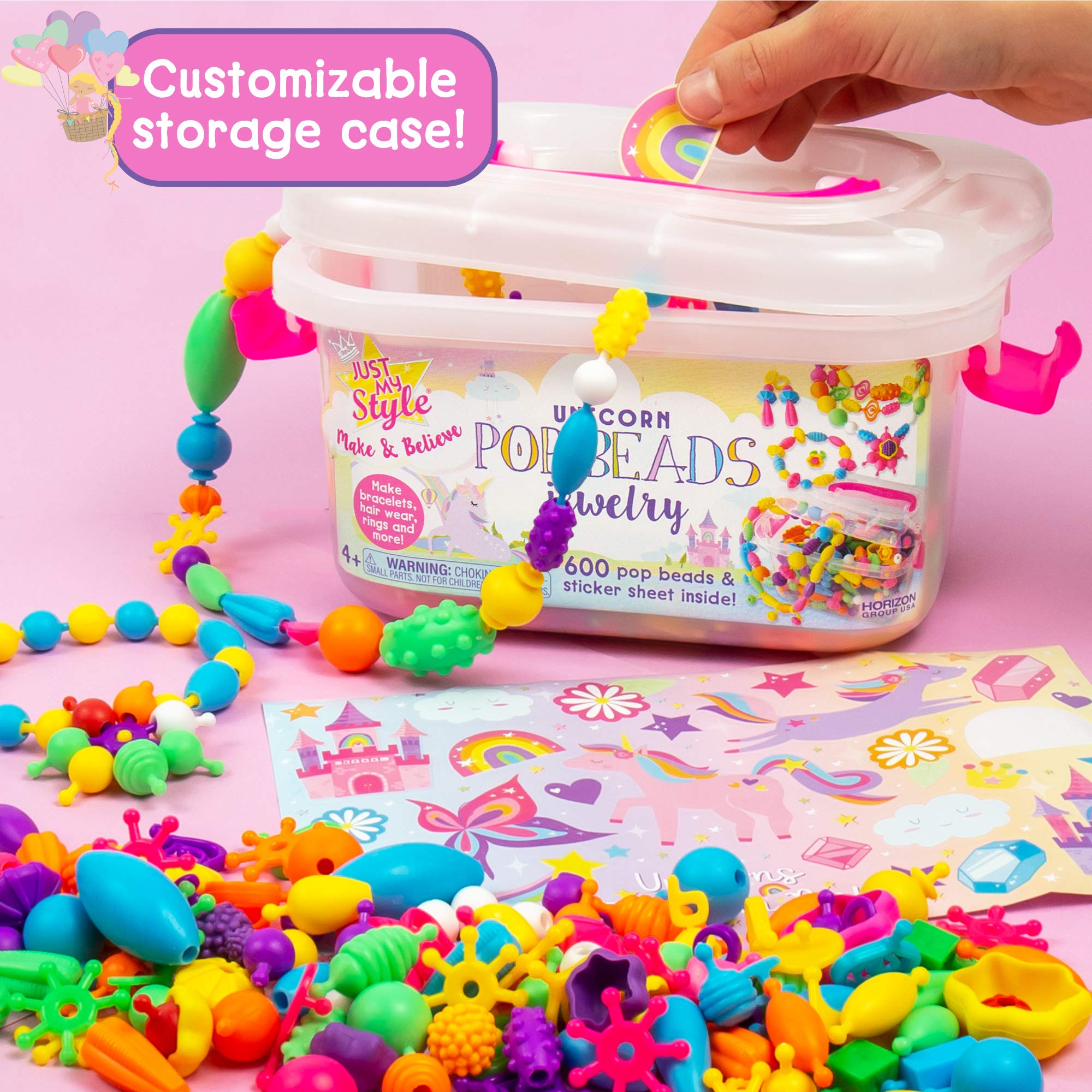 Just My Style unicorn pop beads storage case with handle portable