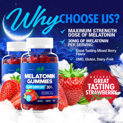 Just Nutrients Melatonin Gummies strawberry close-up highlighting gummy texture and flavor