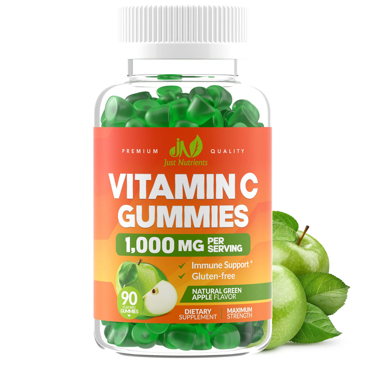 Just Nutrients Vitamin C gummies bottle for daily immune support.
