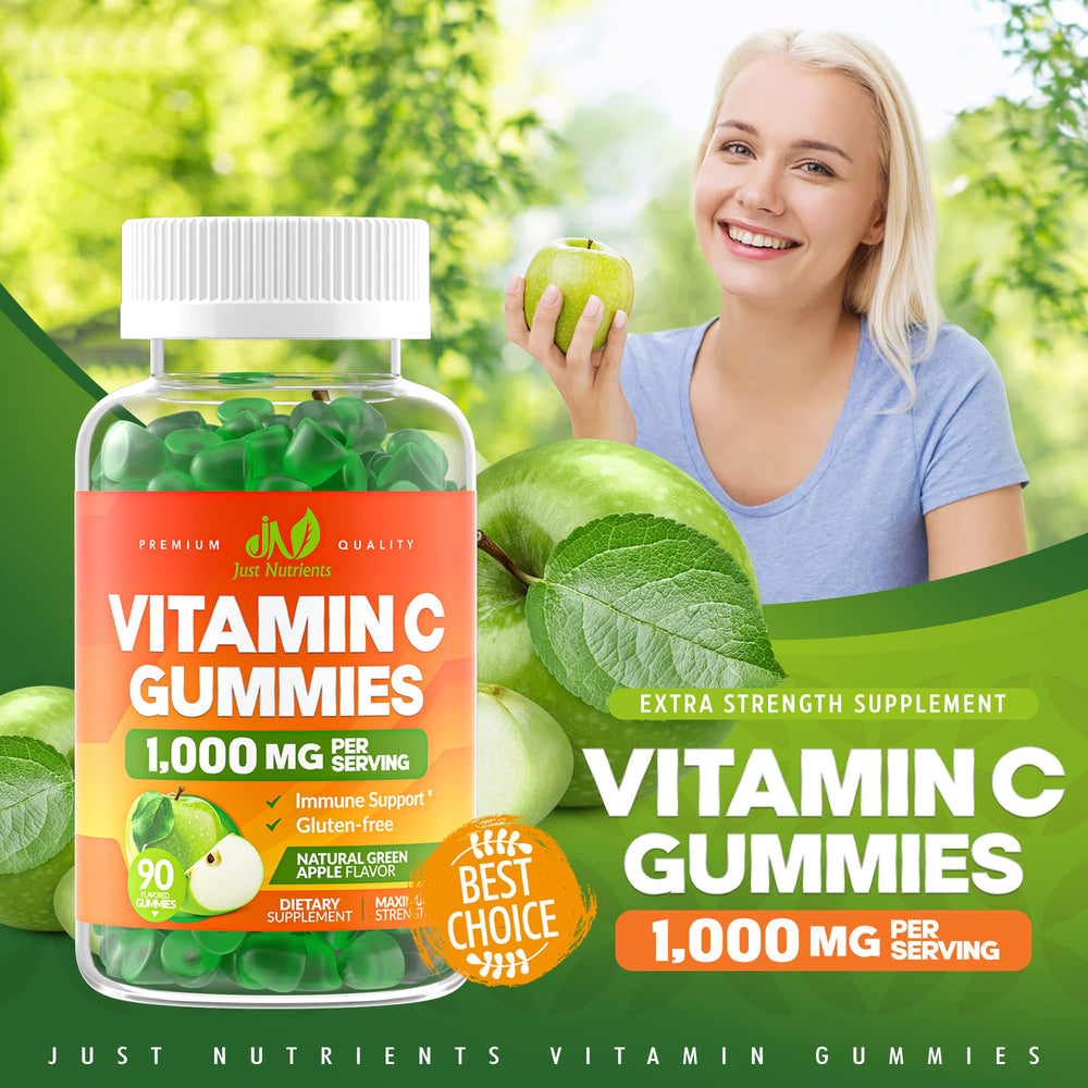 Just Nutrients bottle showing three gummies as a 30-day supply.