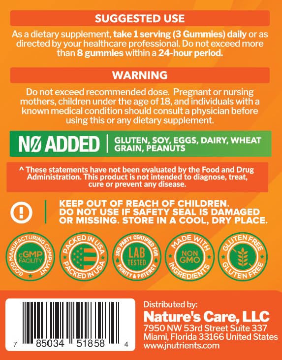 Just Nutrients natural orange flavor gummies appealing to taste and adherence