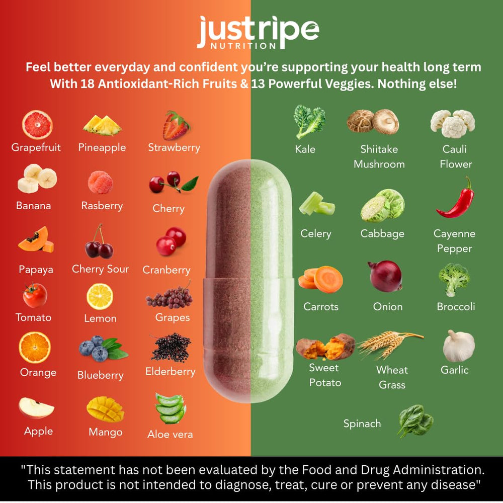 Just Ripe Nutrition lifestyle shot of adults taking veggie capsules.