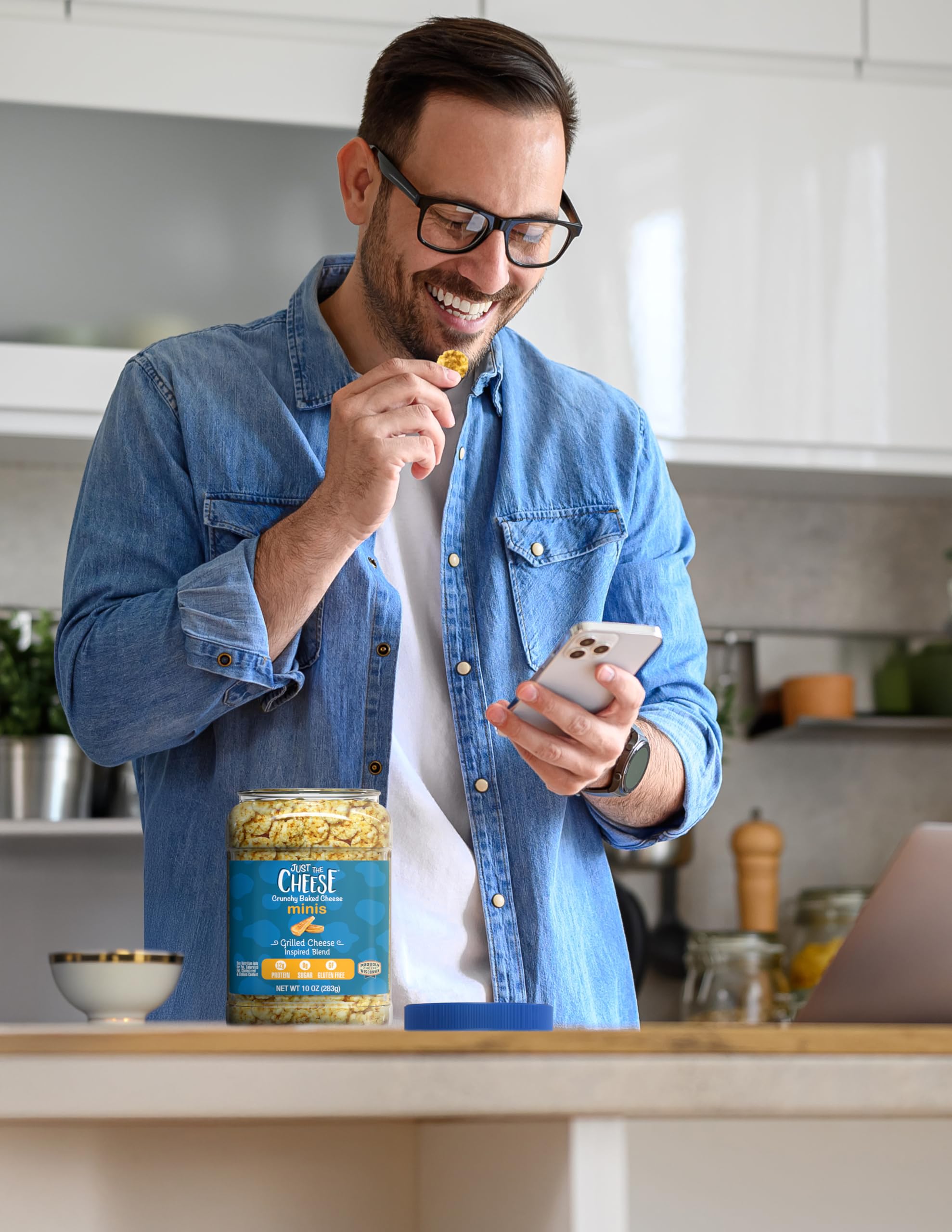 Just the Cheese Minis calcium-rich crisps support bone-friendly nutrition.
