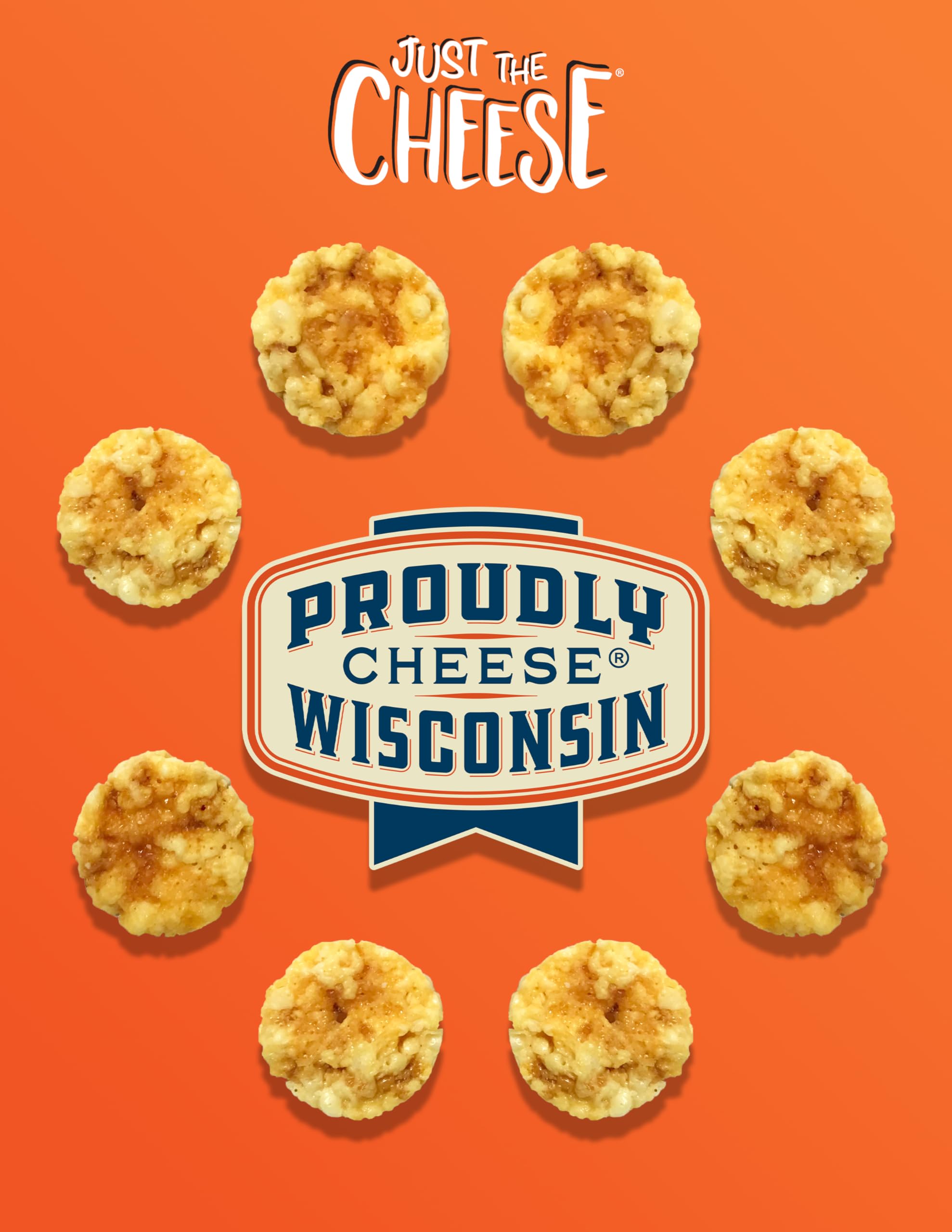 Just the Cheese Minis in jar, convenient gluten-free snack option.
