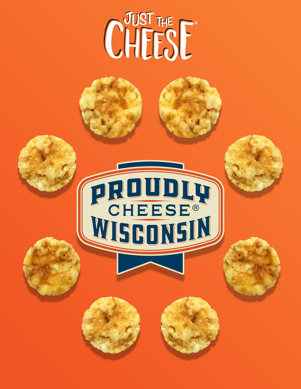 Just the Cheese Minis in jar, convenient gluten-free snack option.