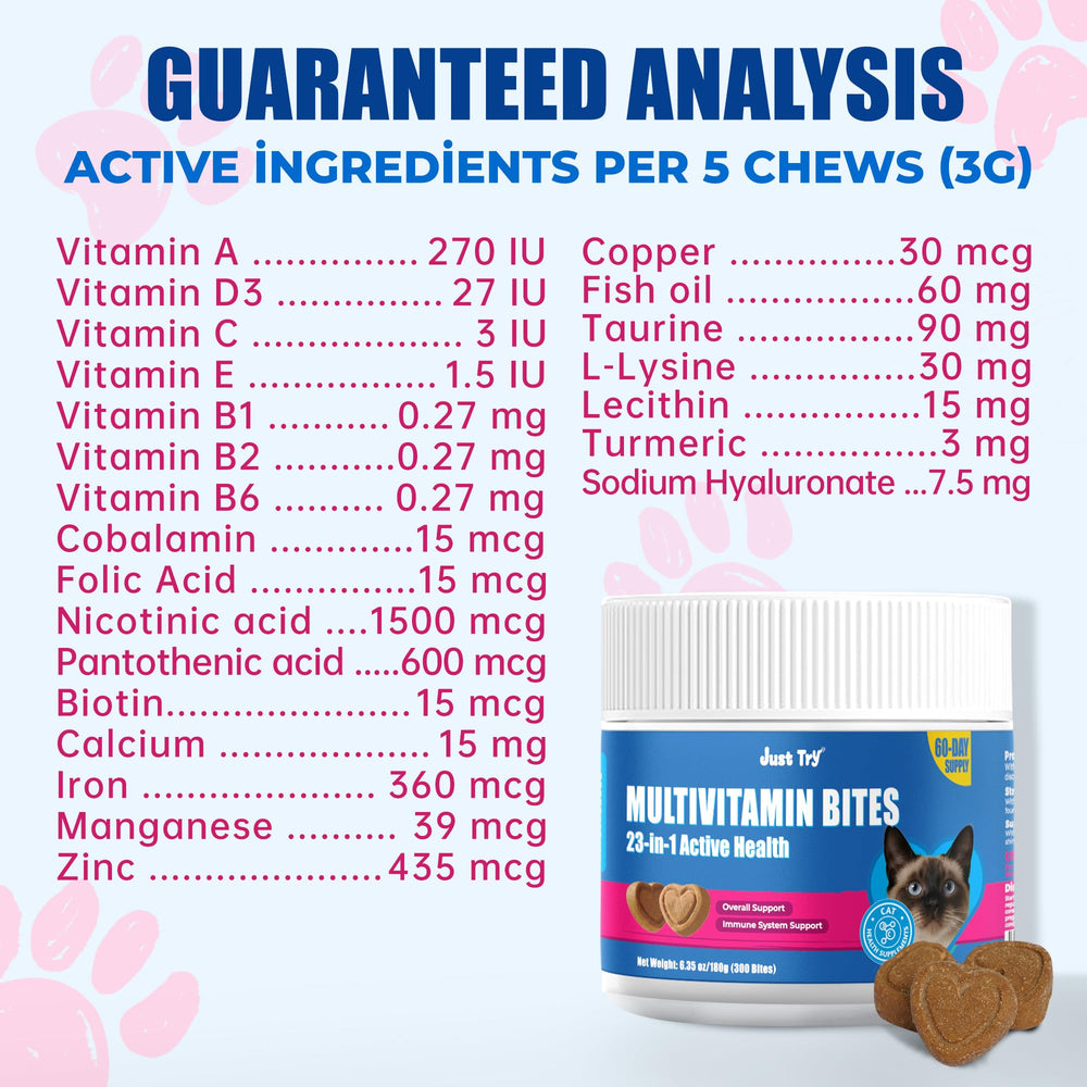 Just Try 23 in 1 Taurine cat treats formula with immune support