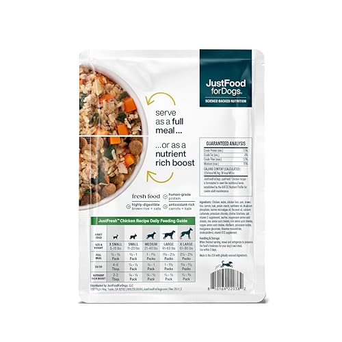JustFoodForDogs JustFresh pouch close-up highlighting fresh ingredients