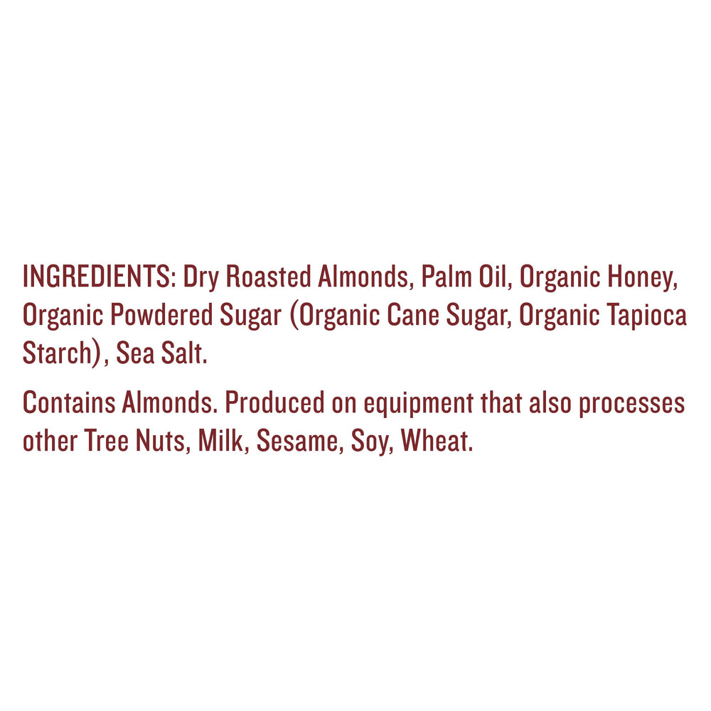 Justin's Honey Almond Butter spoonful shows creamy texture and almond flavor.