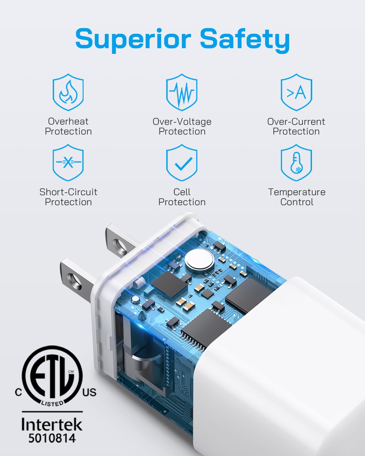 Close-up of Juusmart copper-core Lightning cable for durable charging.