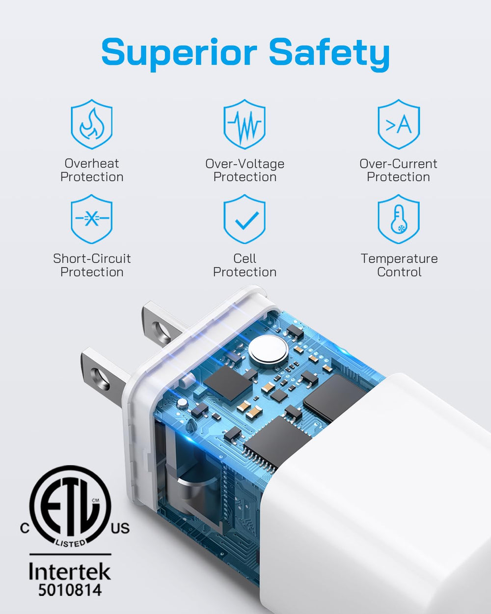 Close-up of Juusmart copper-core Lightning cable for durable charging.