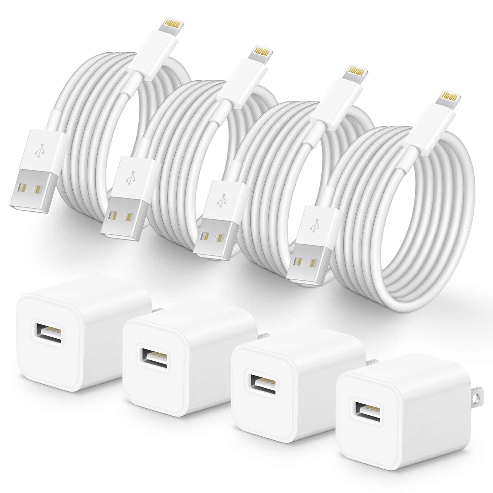 Juusmart iPhone Lightning charger 6ft 4-pack packaged for travel.