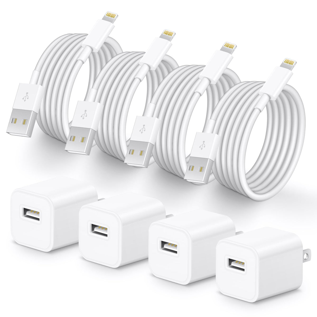 Juusmart iPhone Lightning charger 6ft 4-pack packaged for travel.