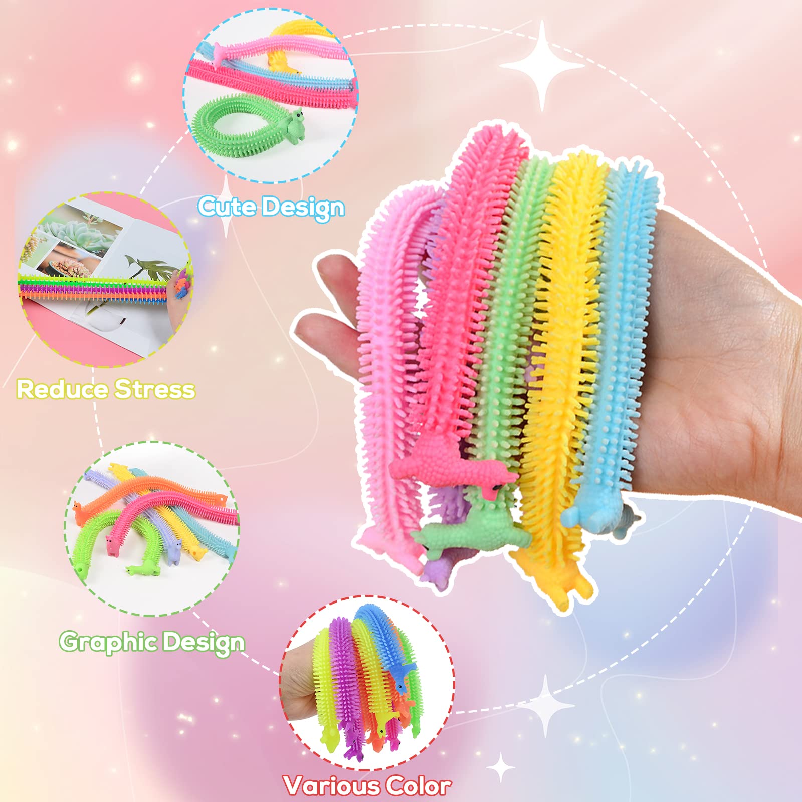 Juuxncgv colorful stretchy strings in a vivid bundle for desk fidgeting.