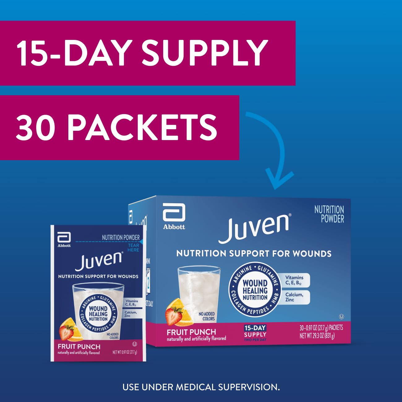 Juven micronutrients vitamin C and E on packaging design