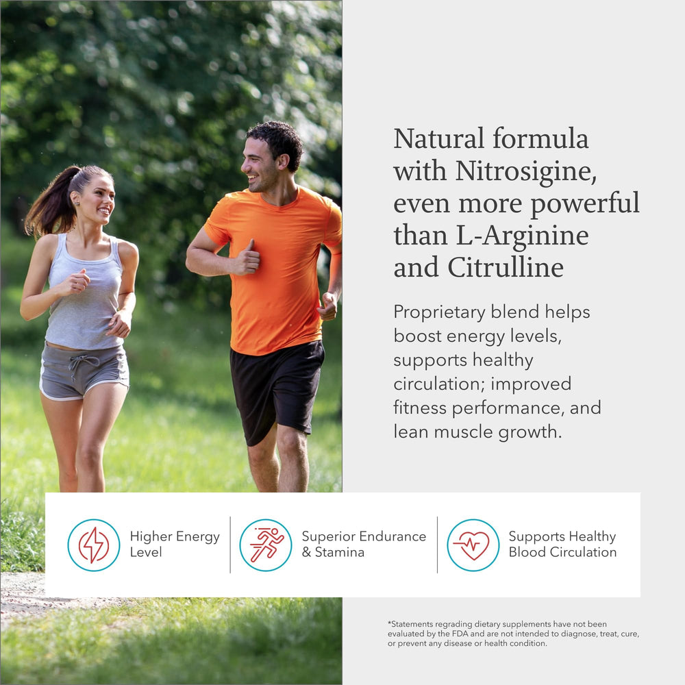 Juvenon BloodFlow-7 label details Nitrosigine and natural ingredients.