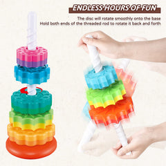 JUXUE disc spin action offers endless rotation for sensory exploration.