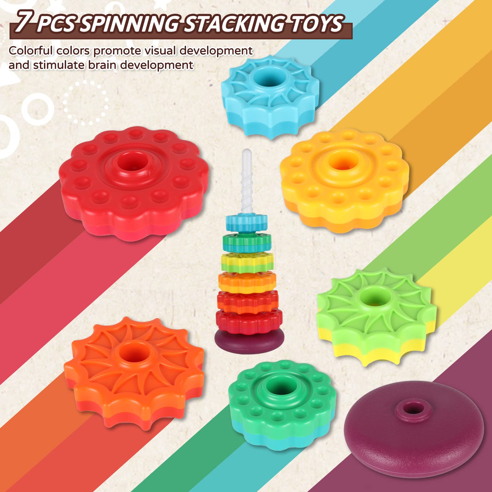 JUXUE rainbow stack discs support fine motor skills and coordination