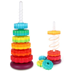 JUXUE spinning toy with rainbow discs for toddler play and color exploration