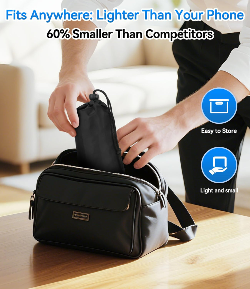 Juxujoin ergonomic foot hammock folds compactly to demonstrate easy storage.