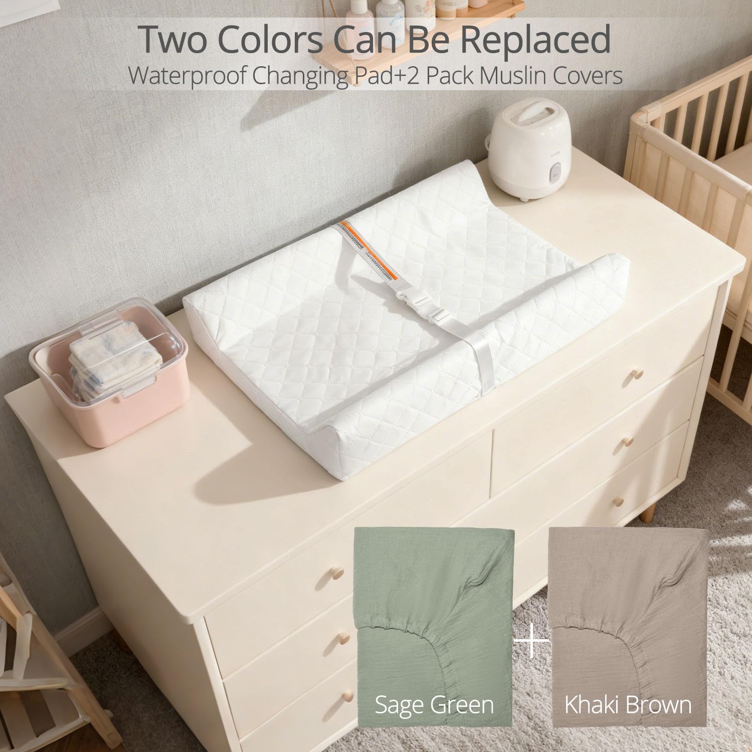 JVEOO muslin changing pad foam provides cushioned support during changes