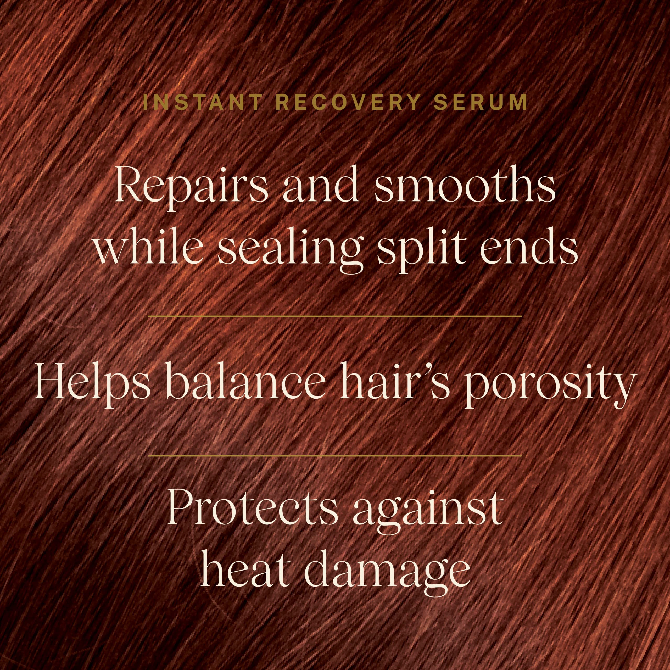 Serum on heat-styled hair demonstrates heat protection
