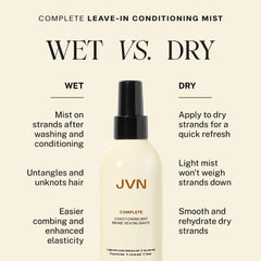 Wide-tooth comb aided detangling with JVN Complete Leave-In Mist.