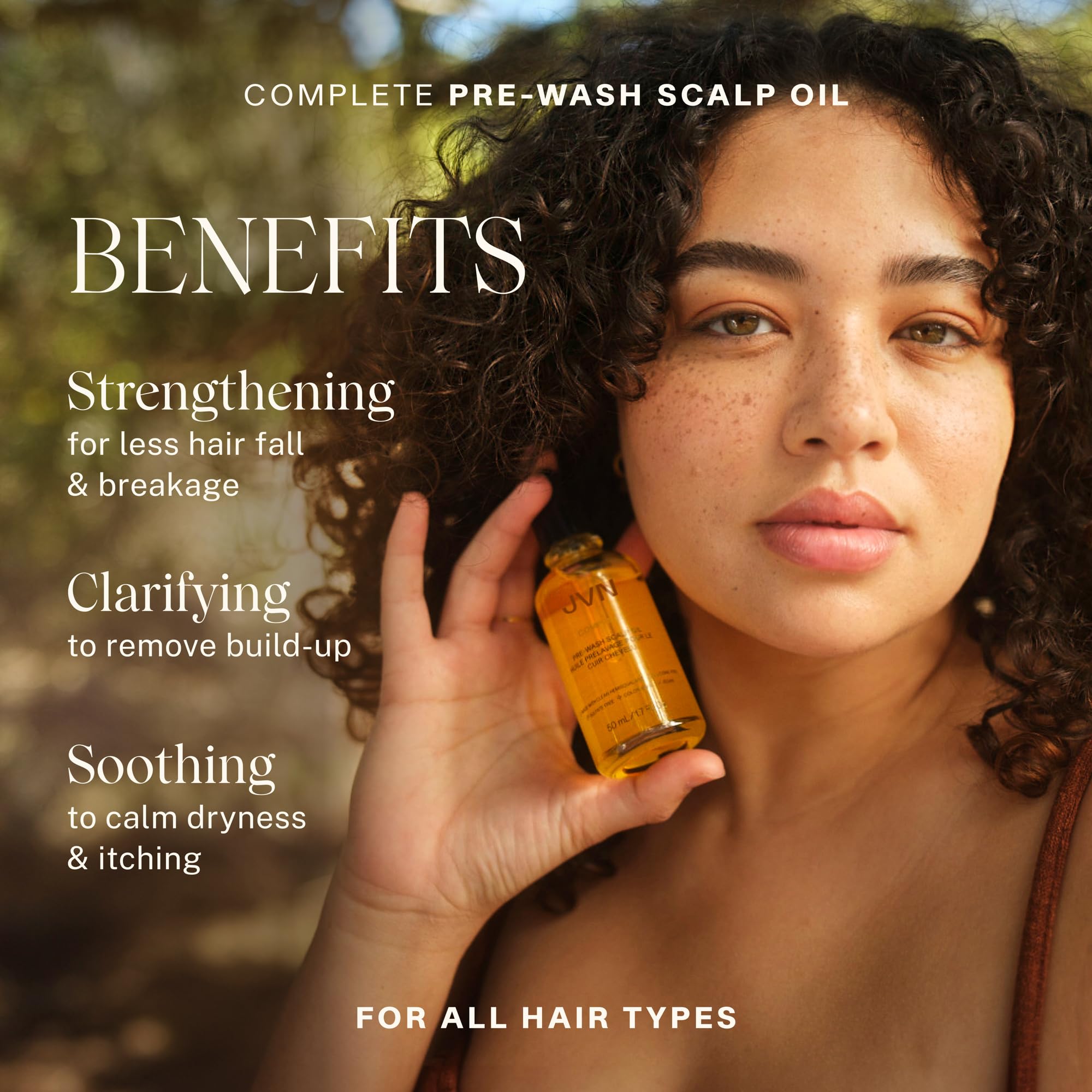 JVN Complete Pre-Wash Scalp Oil bottle back label showing ingredients