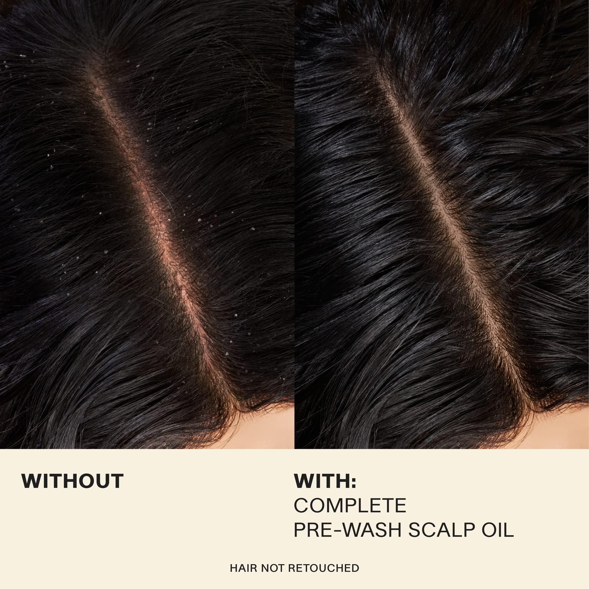 Close-up of clear oil illustrating gentle clarifying action before shampoo