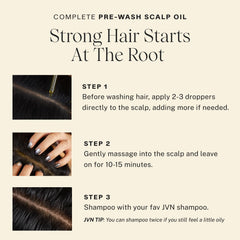 Oil droplets on scalp during application illustrating clarifying pre-wash action
